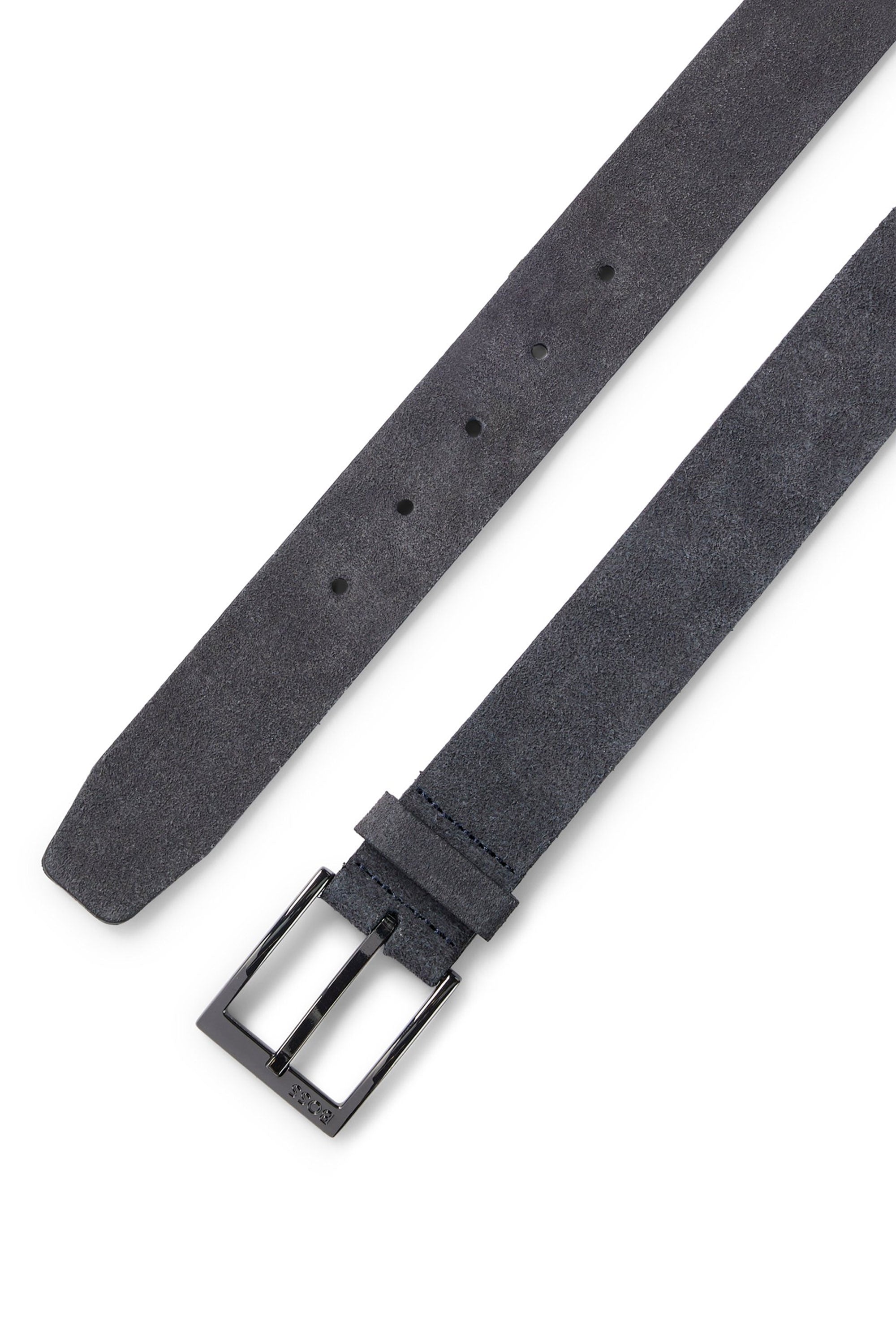 Black Elloy Leather Belt Dark Blue