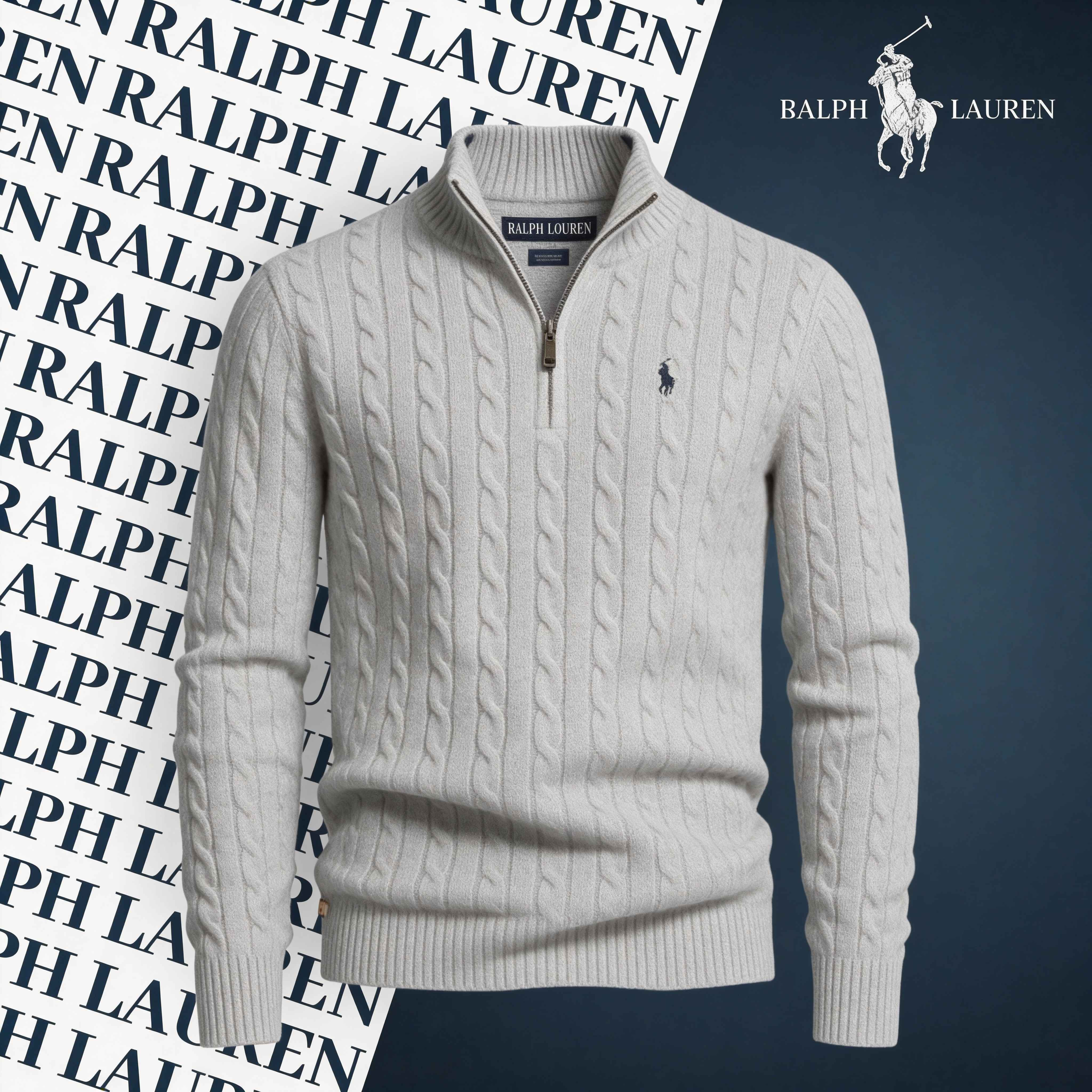 R&L CABLE-KNIT ZIP SWEATER SET