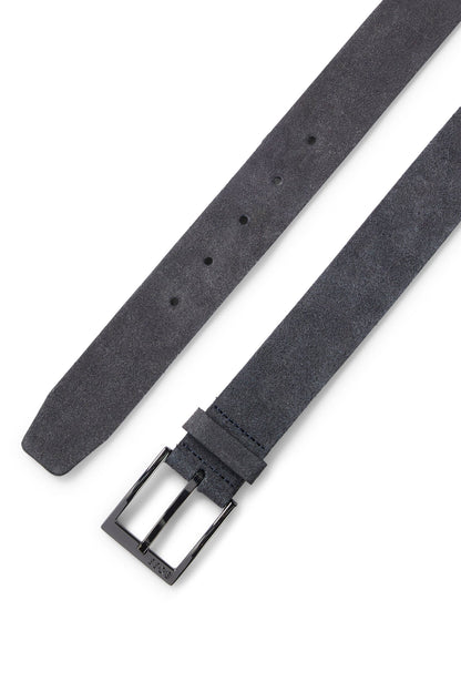 Black Elloy Leather Belt Dark Blue