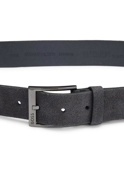 Black Elloy Leather Belt Dark Blue