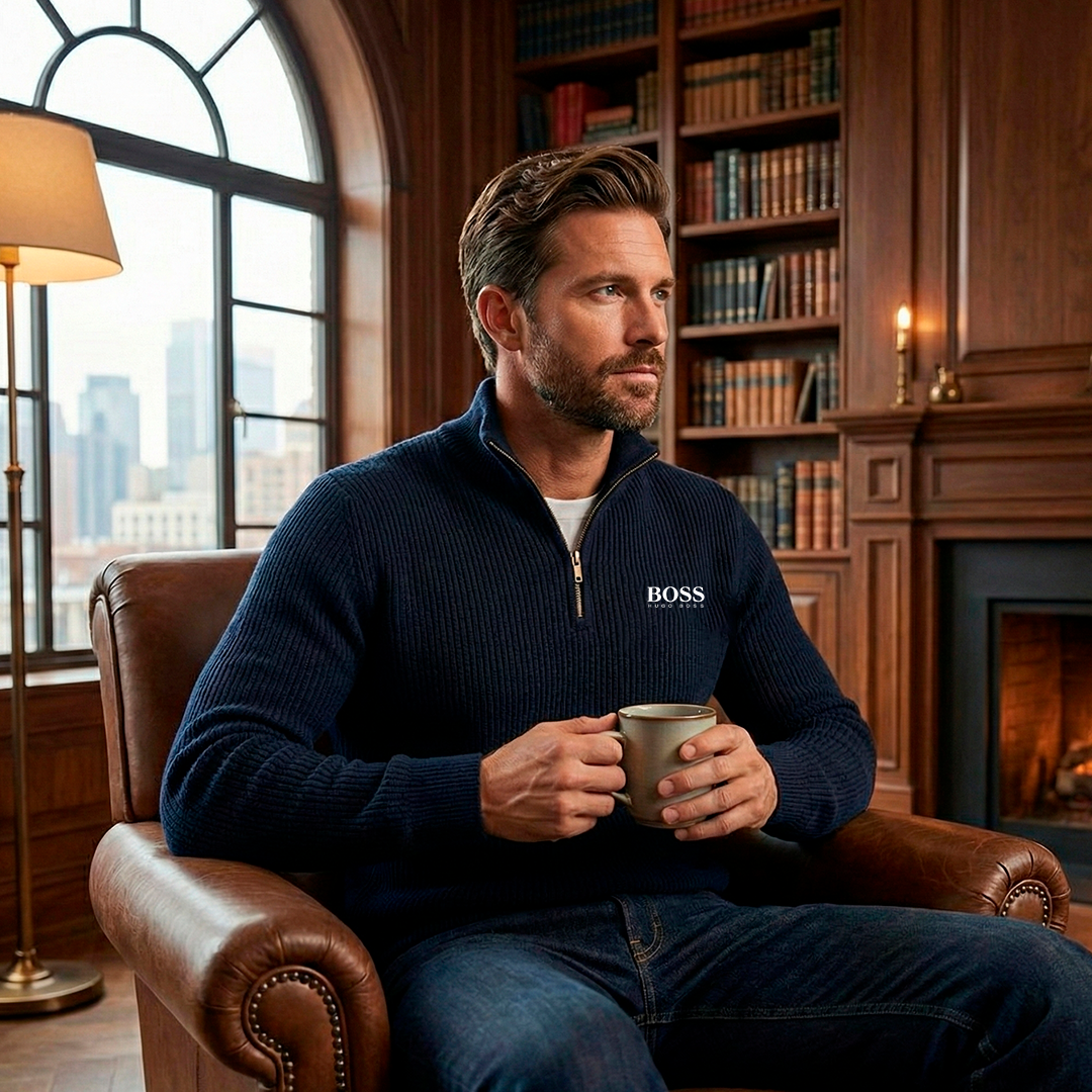 Quarter-Zip Cotton Sweater